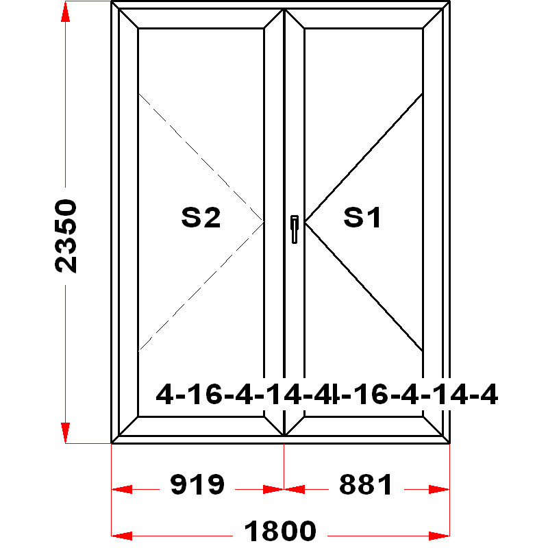 VEKA SoftLine 2350 на 1800 — чертёж