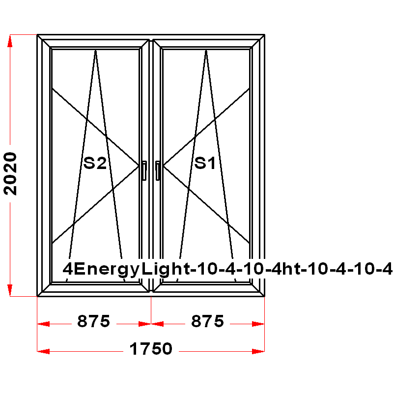 VEKA EuroLine 2020 на 1750 — чертёж