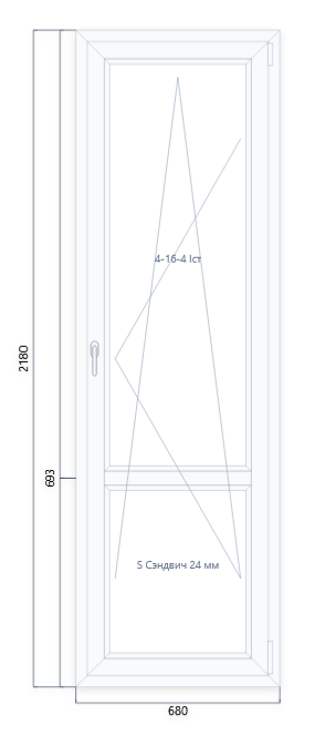 VEKA EuroLine 2180 на 680 — чертёж