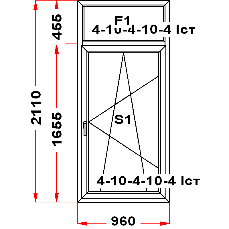 VEKA EuroLine 2110 на 960 — чертёж