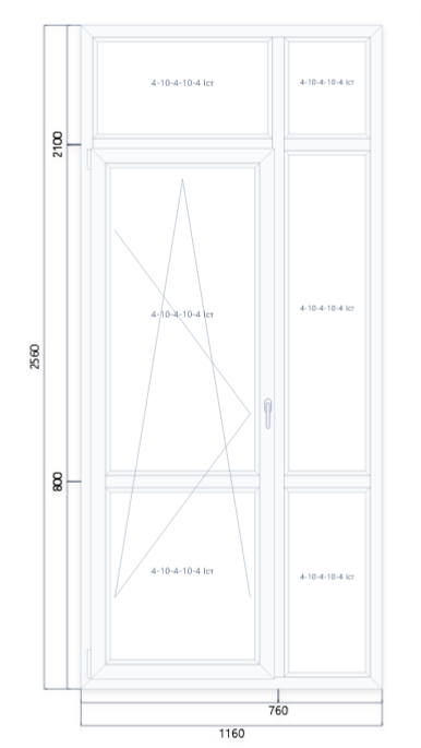 VEKA EuroLine 2560 на 1160 — чертёж