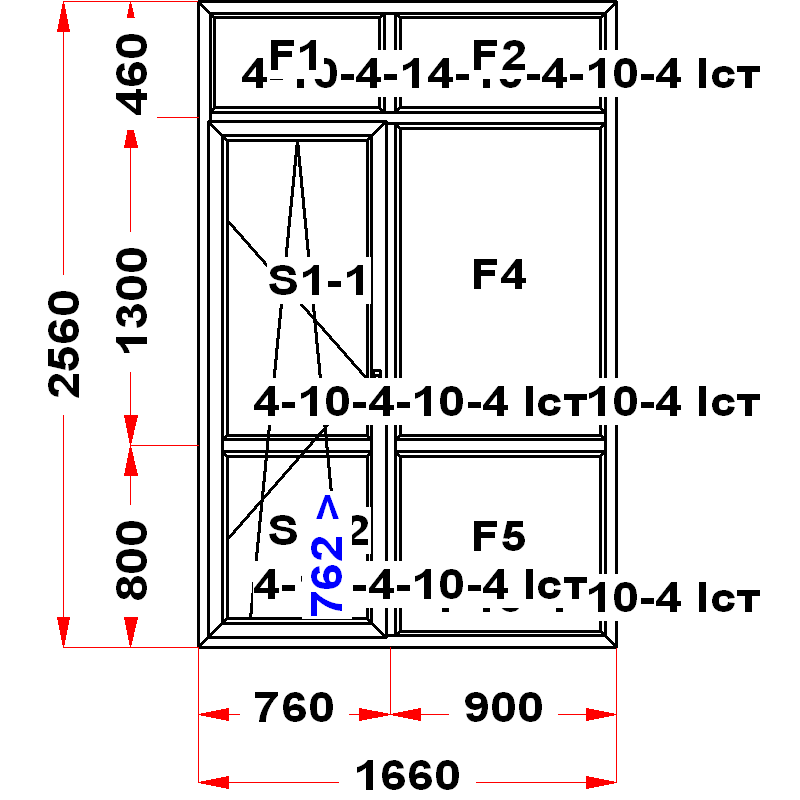 VEKA EuroLine 2560 на 1660 — чертёж