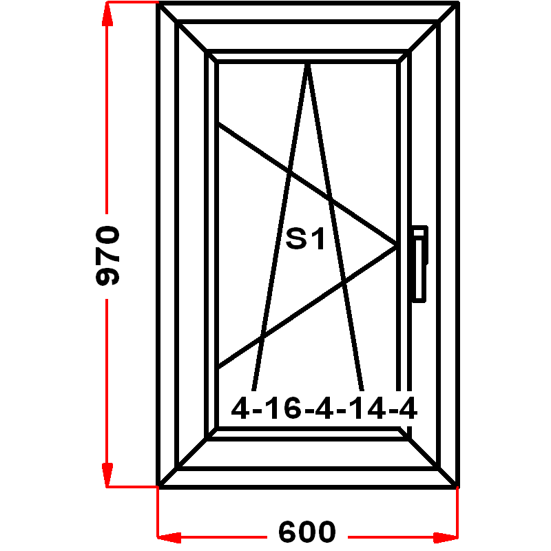 VEKA SoftLine 970 на 600 — чертёж