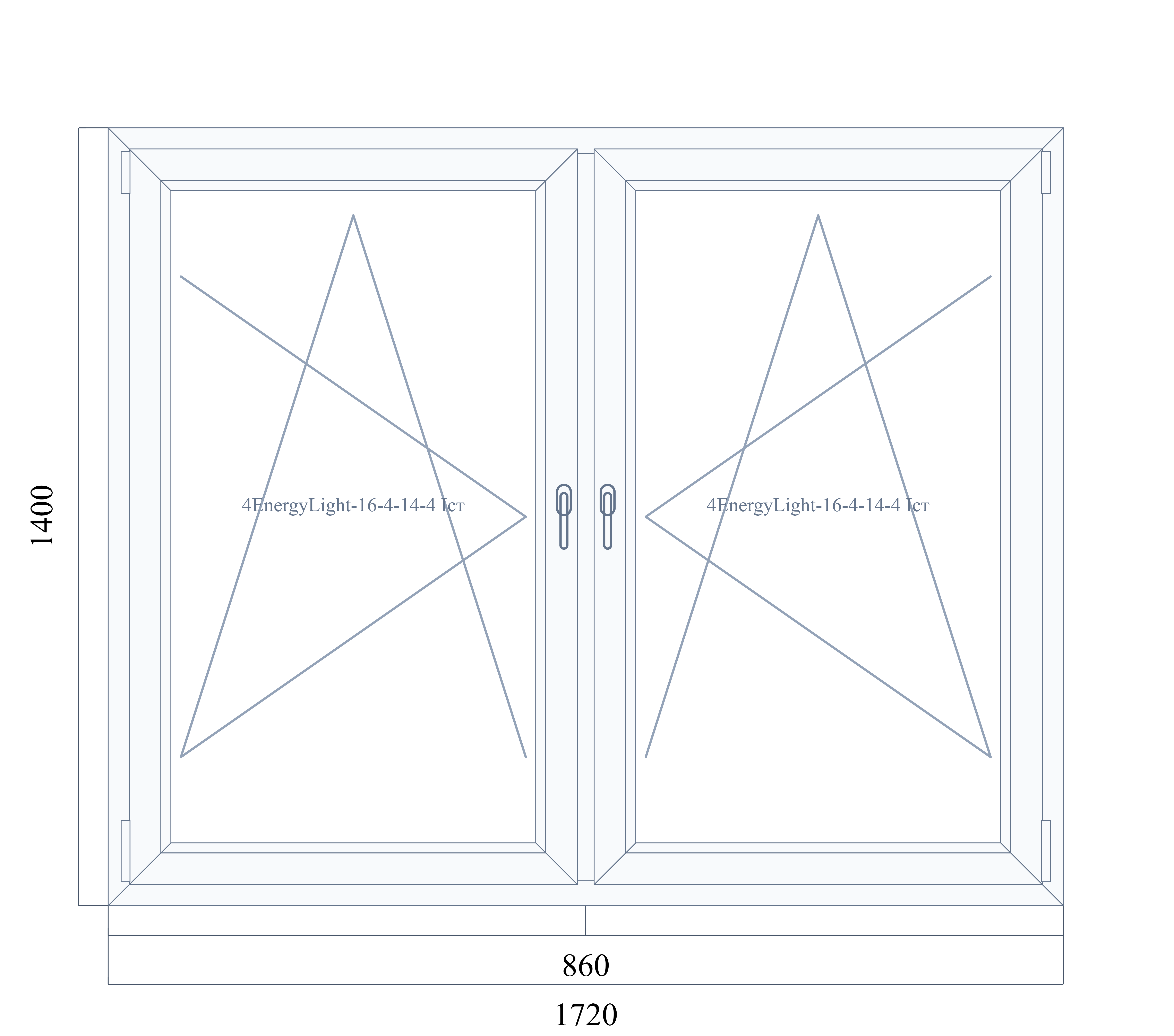VEKA SoftLine 1400 на 1720 — чертёж