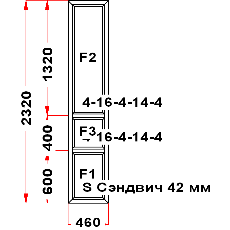 VEKA SoftLine 2320 на 460 — чертёж