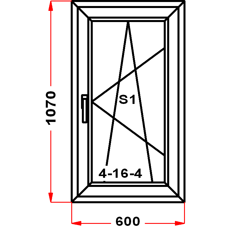 VEKA whs 1070 на 600 — чертёж
