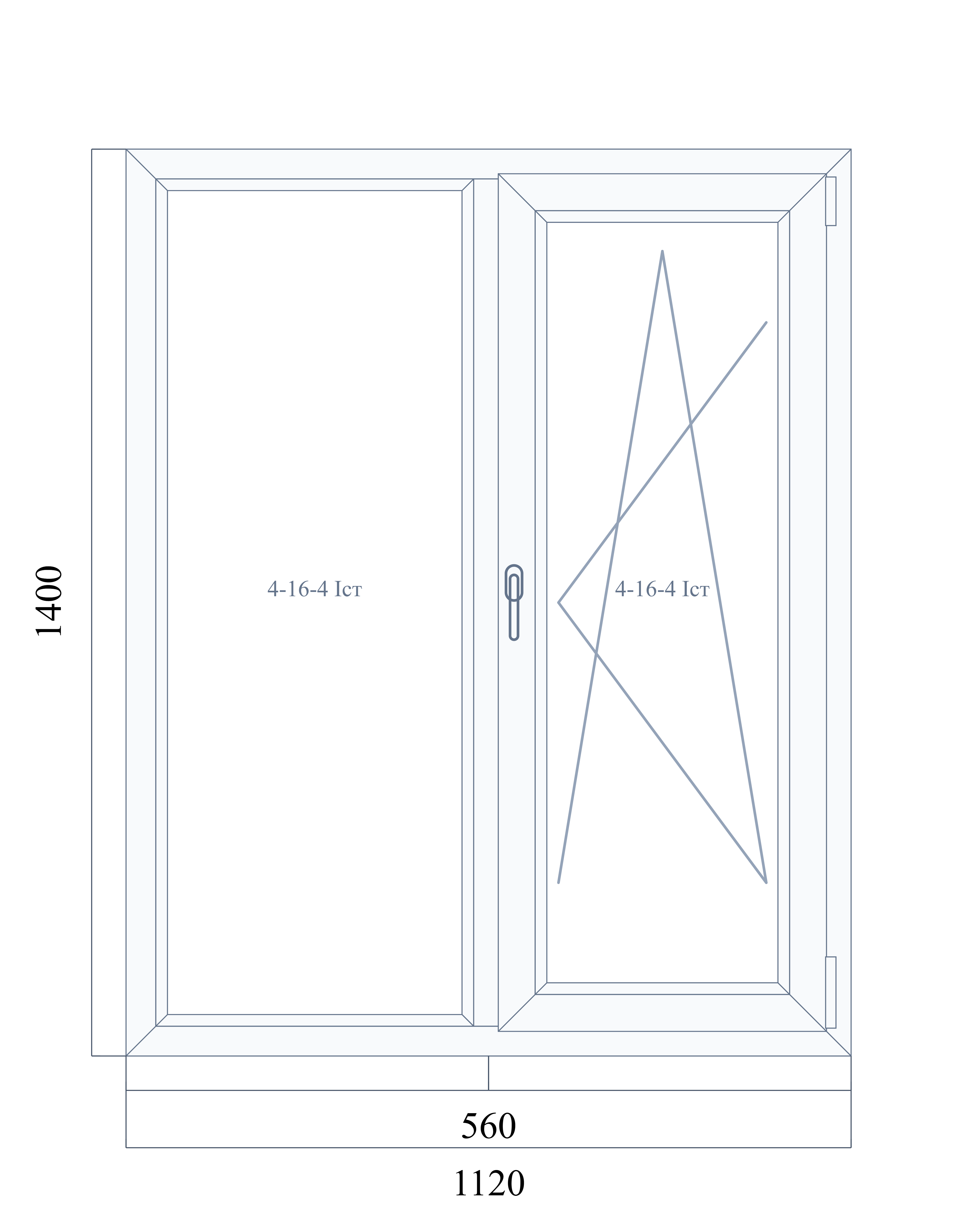 VEKA whs 1400 на 1120 — чертёж
