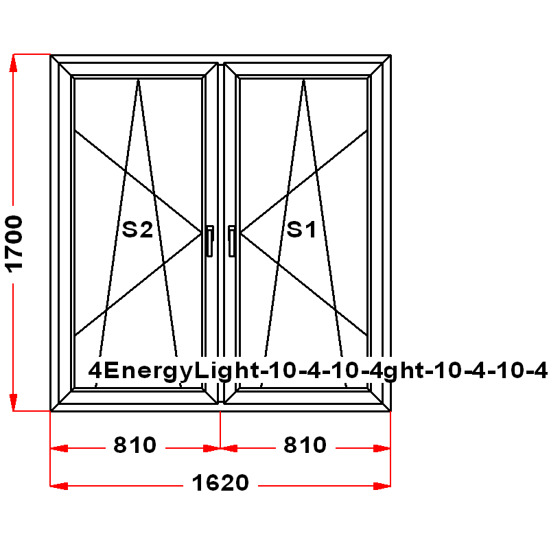 VEKA EuroLine 1700 на 1620 — чертёж