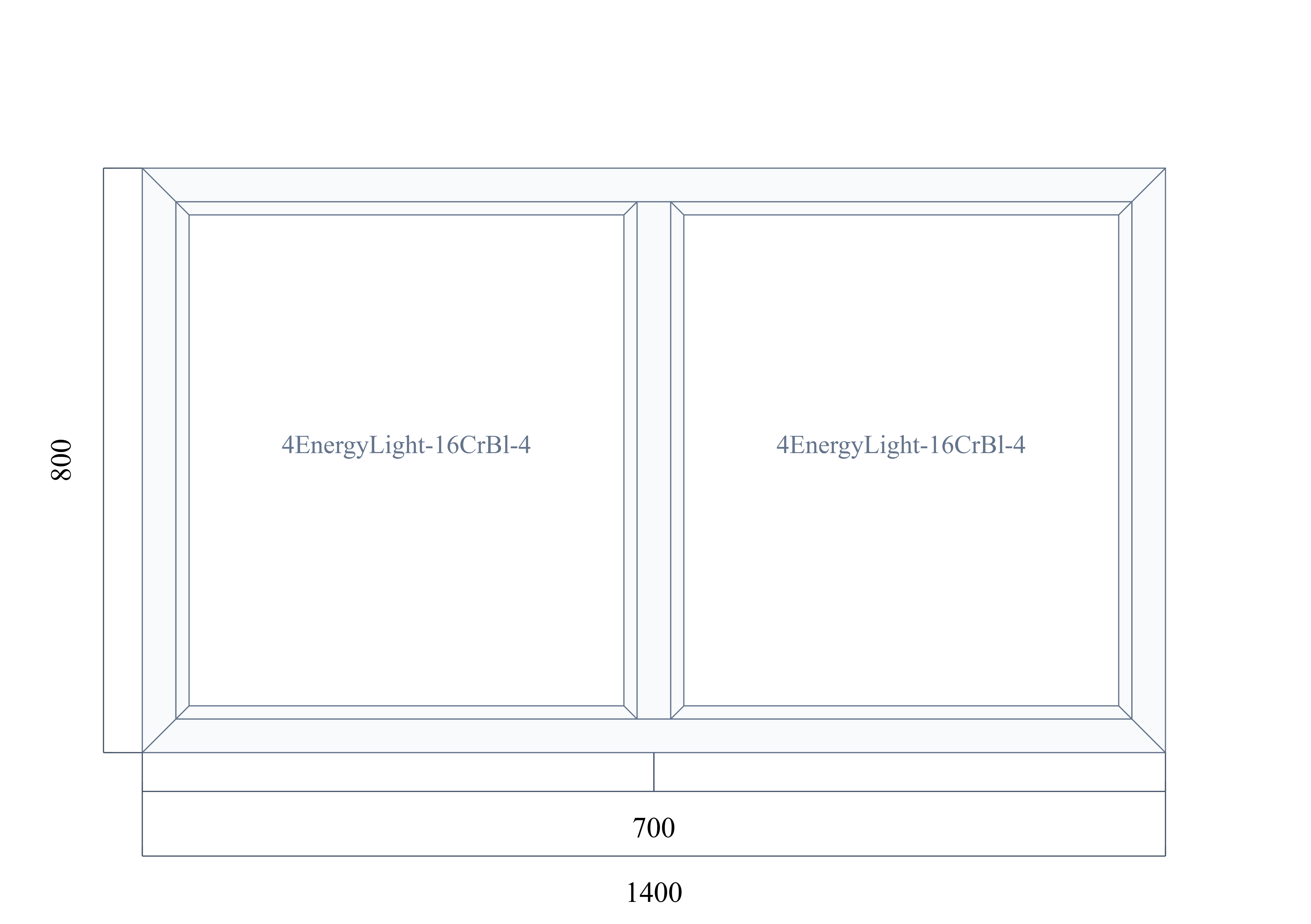 VEKA EuroLine 800 на 1400 — чертёж
