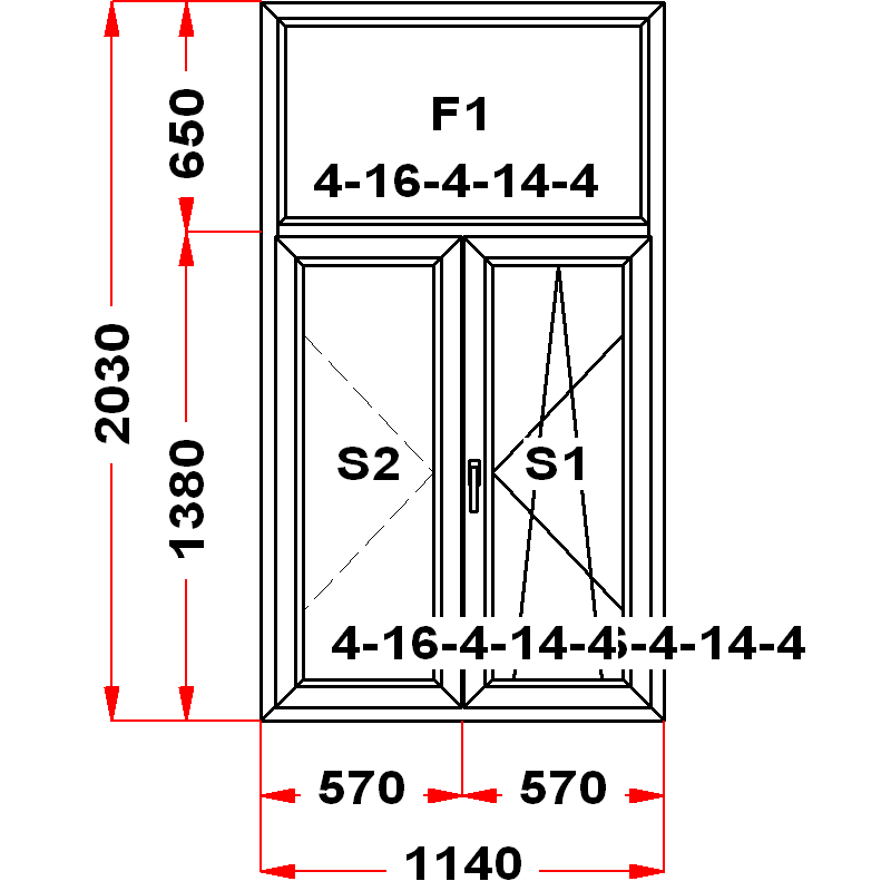 VEKA SoftLine 2030 на 1140 — чертёж