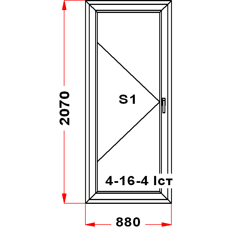 VEKA EuroLine 2070 на 880 — чертёж