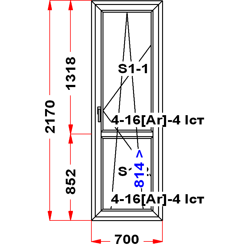 VEKA EuroLine 2170 на 700 — чертёж