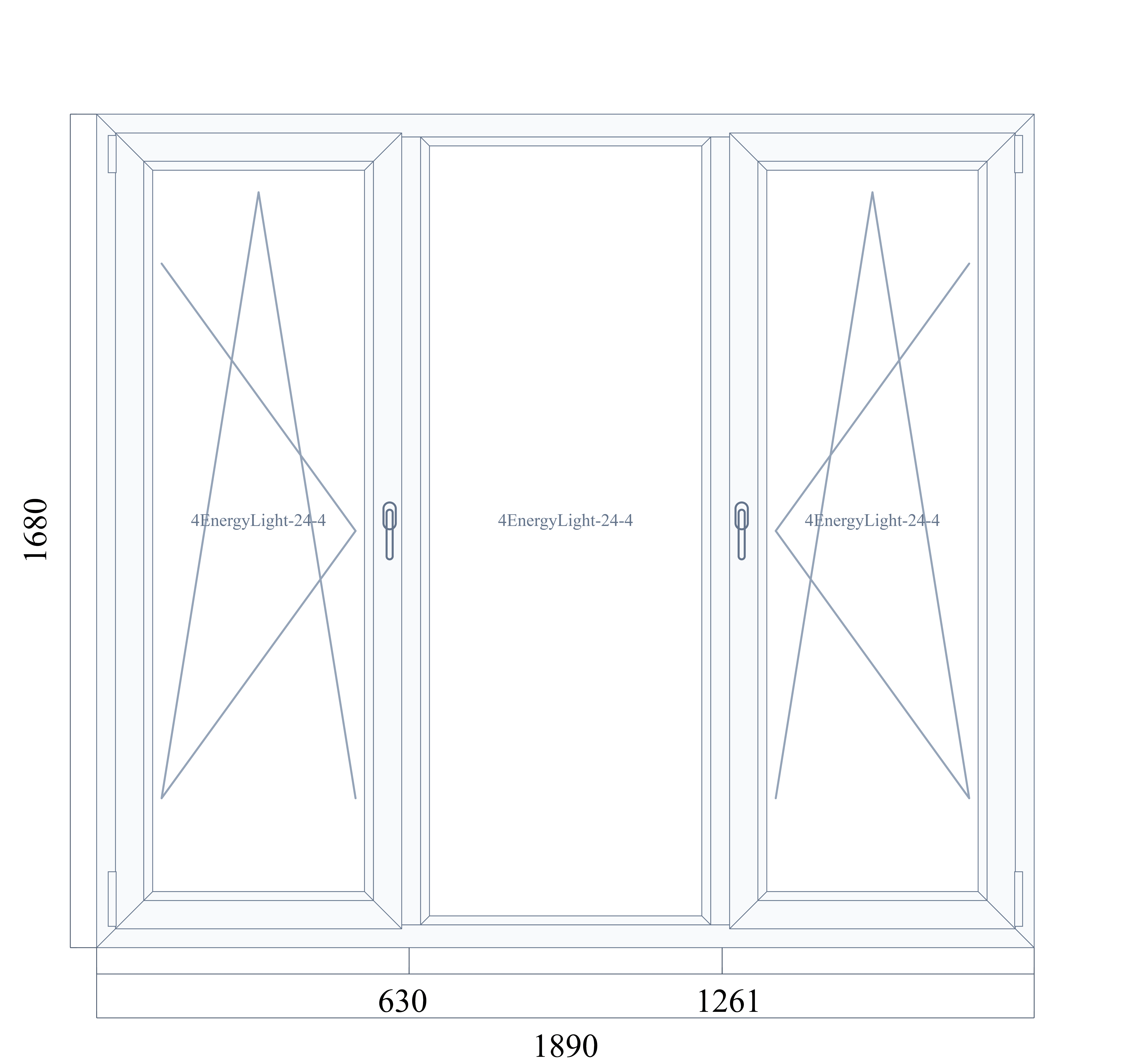 VEKA SoftLine 1680 на 1890 — чертёж