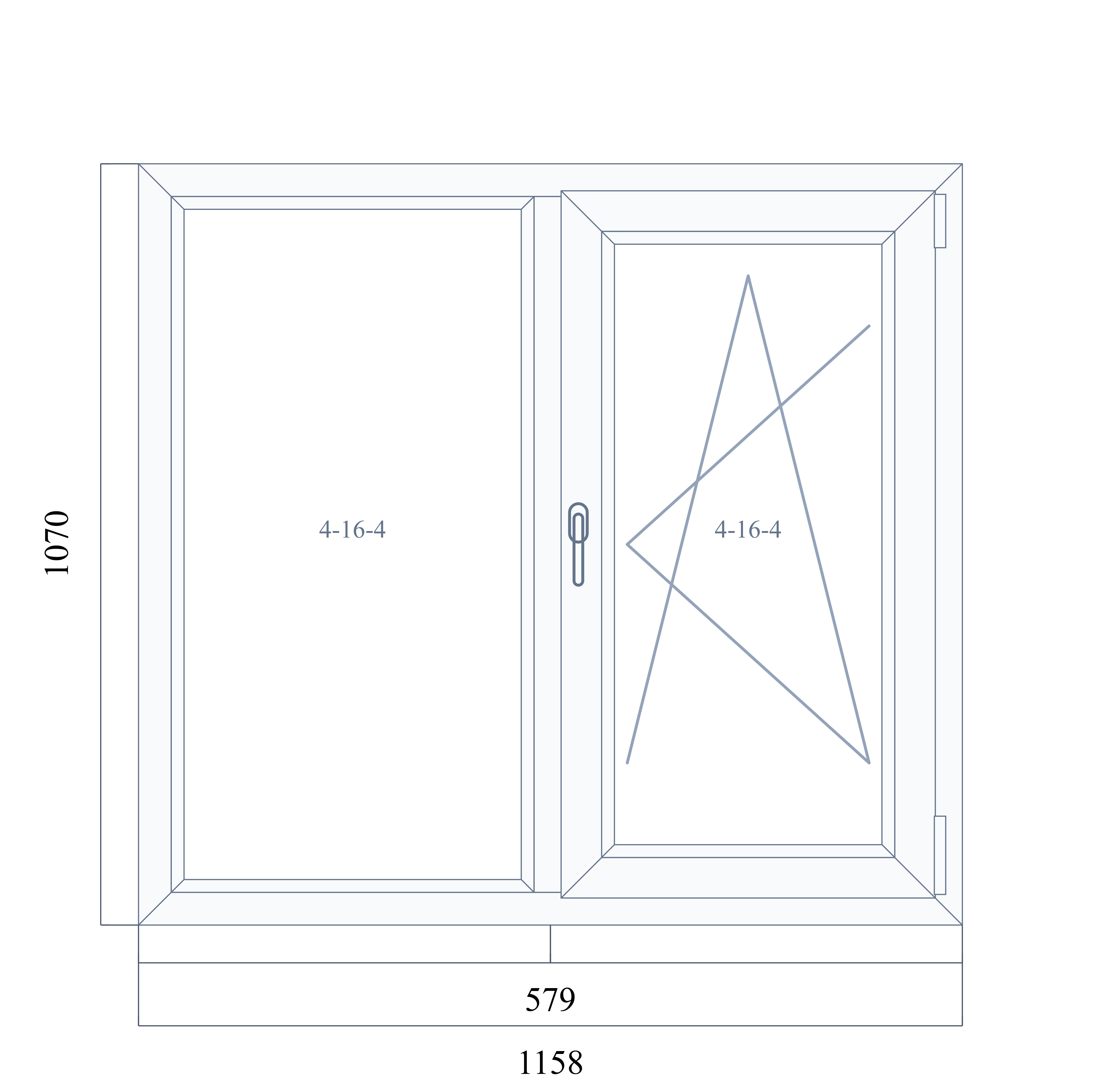 VEKA whs 1070 на 1158 — чертёж