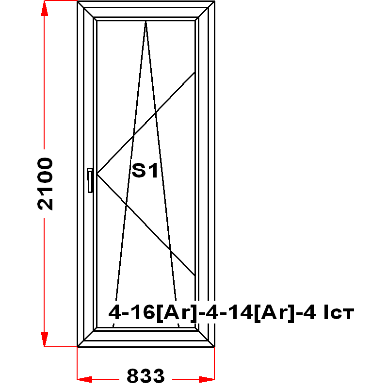 VEKA SoftLine 2100 на 833 — чертёж