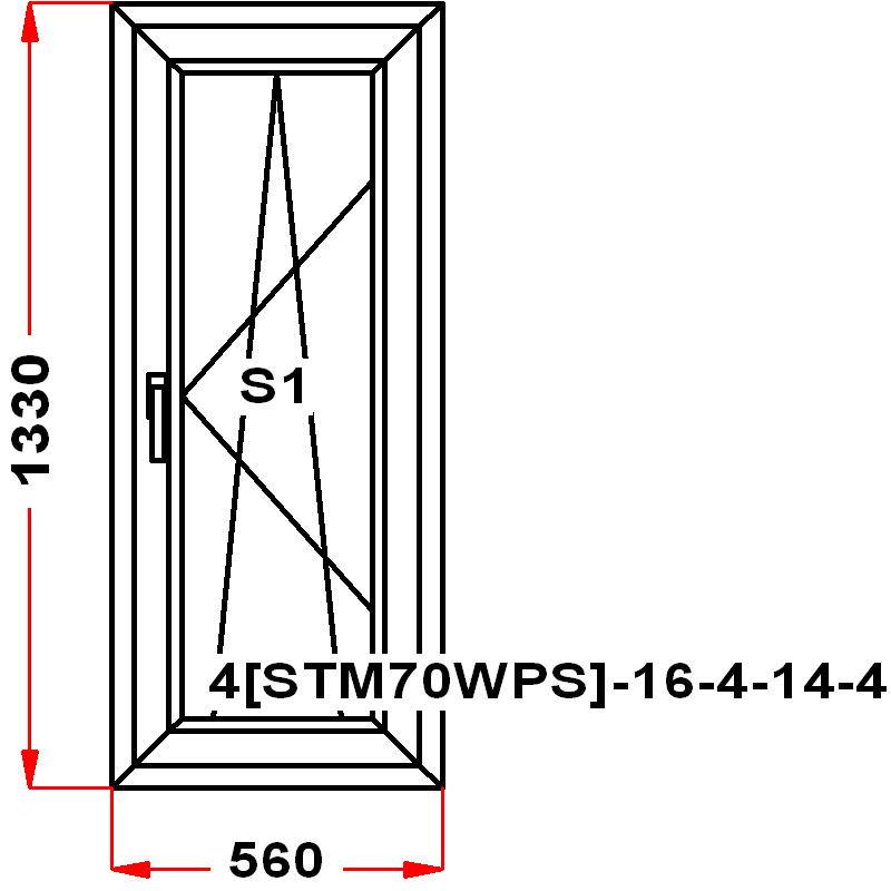 VEKA SoftLine 1330 на 560 — чертёж