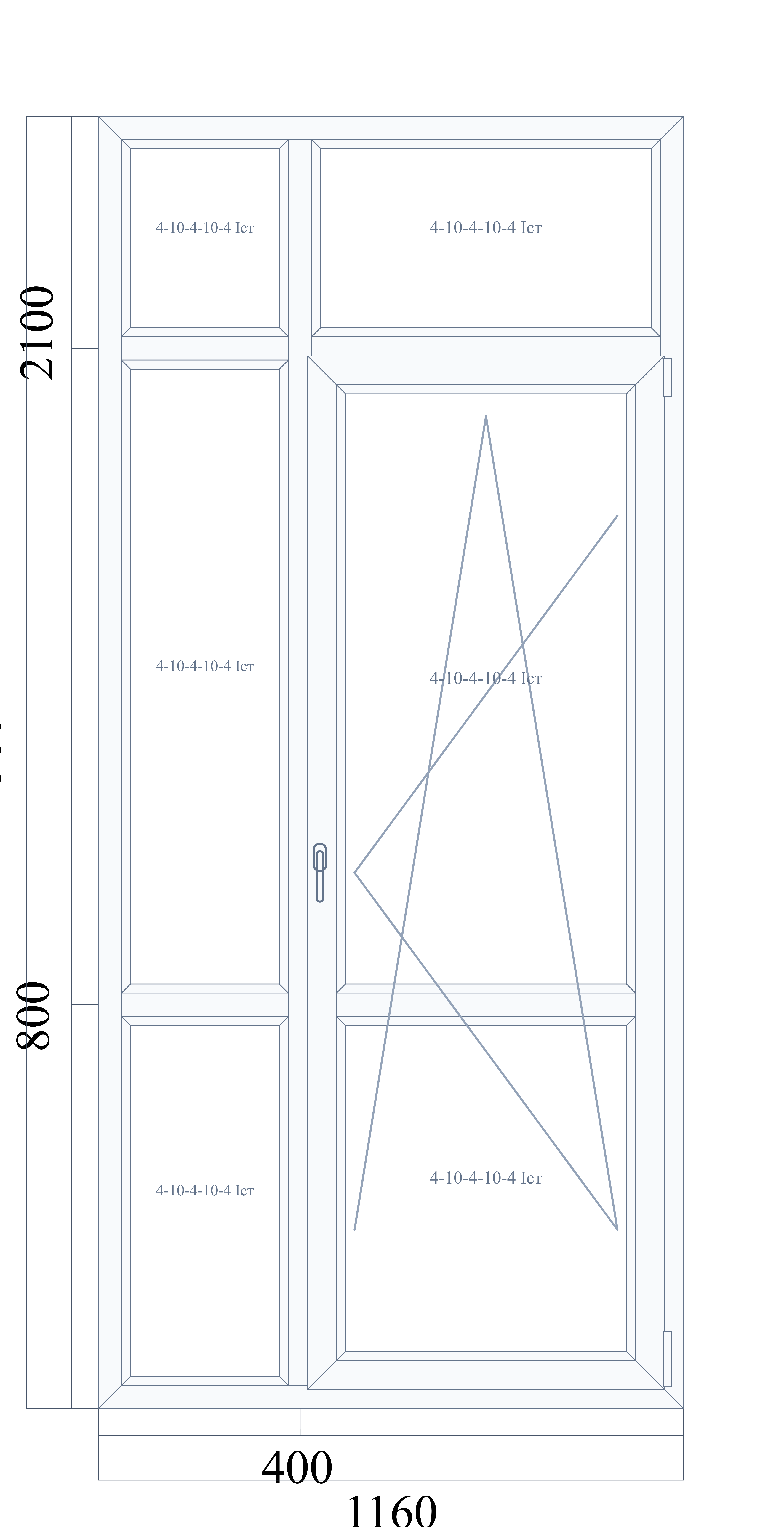 VEKA EuroLine 2560 на 1160 — чертёж