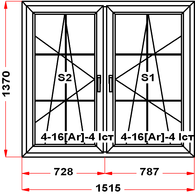 VEKA EuroLine 1370 на 1515 — чертёж