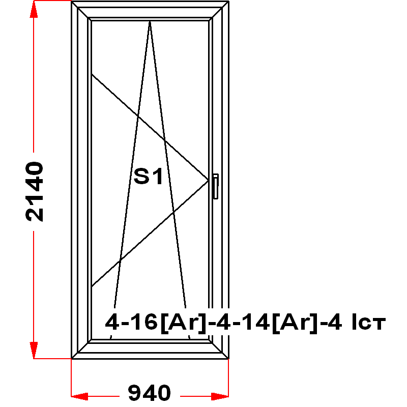 VEKA SoftLine 2140 на 940 — чертёж