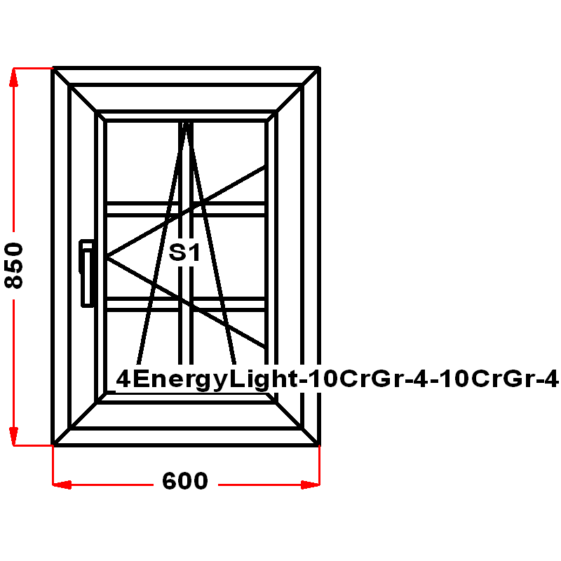 VEKA SoftLine 850 на 600 — чертёж