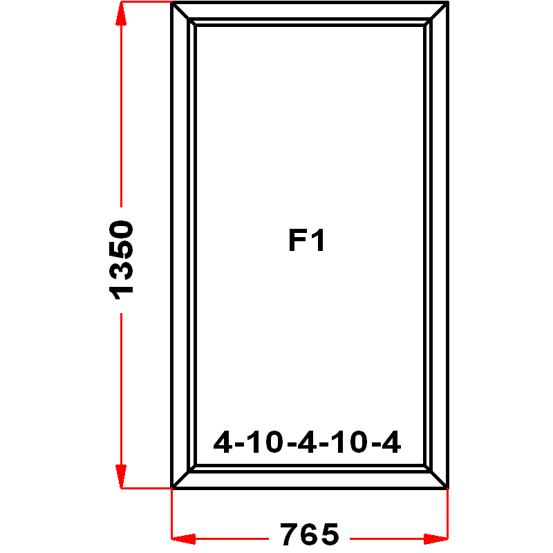 VEKA EuroLine 1350 на 765 — чертёж