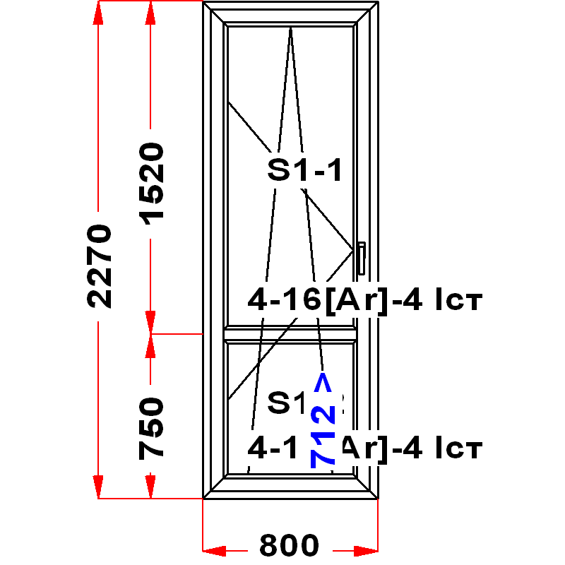 VEKA EuroLine 2270 на 800 — чертёж
