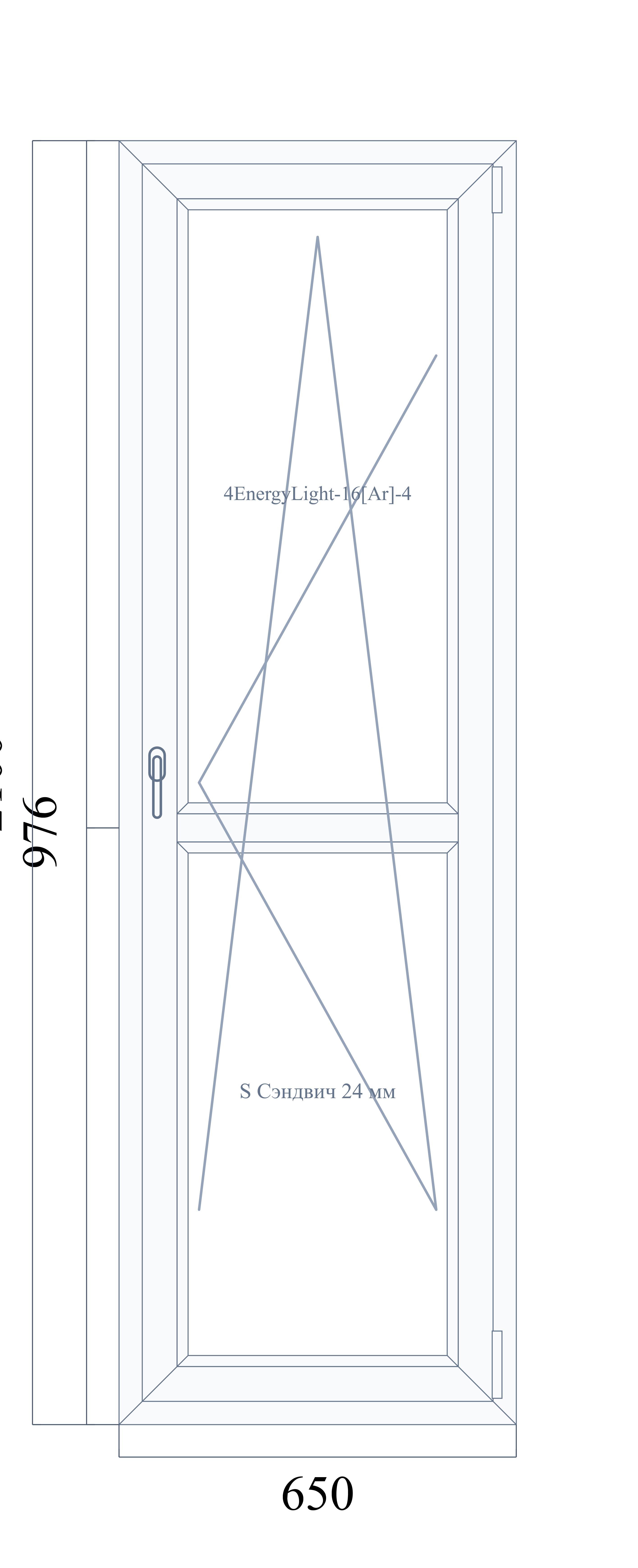 VEKA EuroLine 2100 на 650 — чертёж