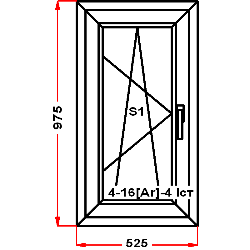 VEKA EuroLine 975 на 525 — чертёж