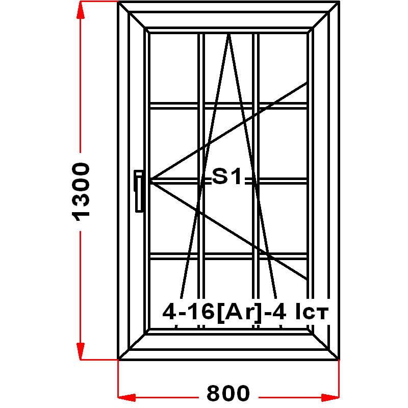 VEKA EuroLine 1300 на 800 — чертёж