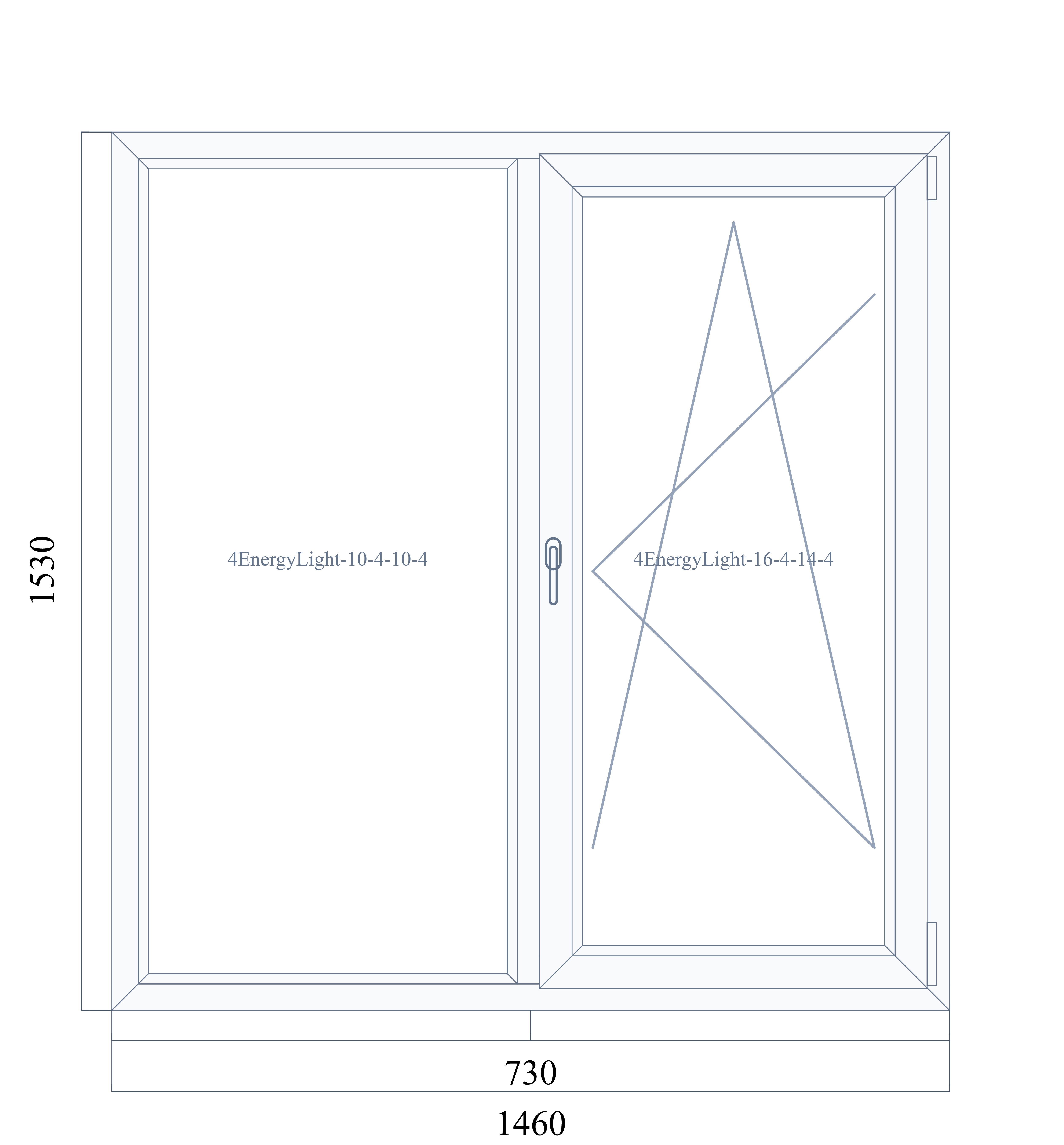 VEKA SoftLine 1530 на 1460 — чертёж