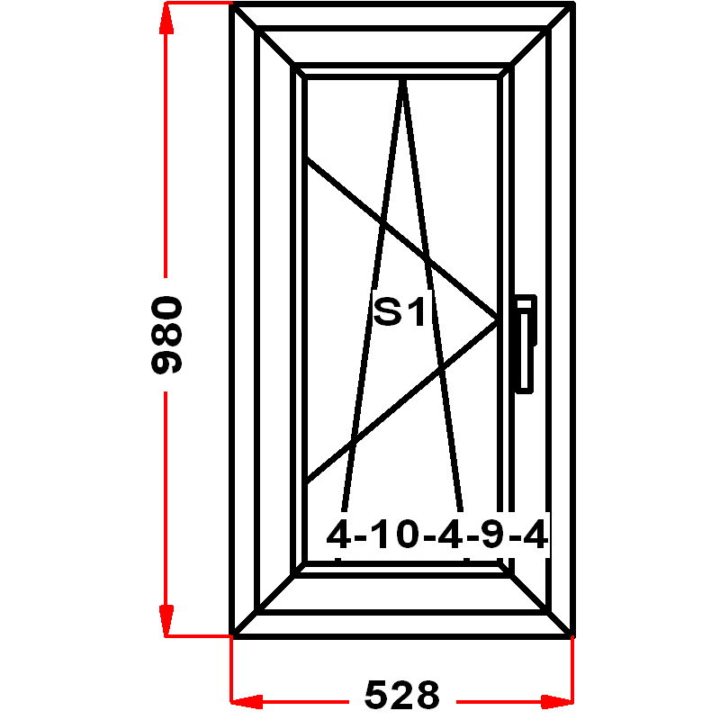 VEKA EuroLine 980 на 528 — чертёж