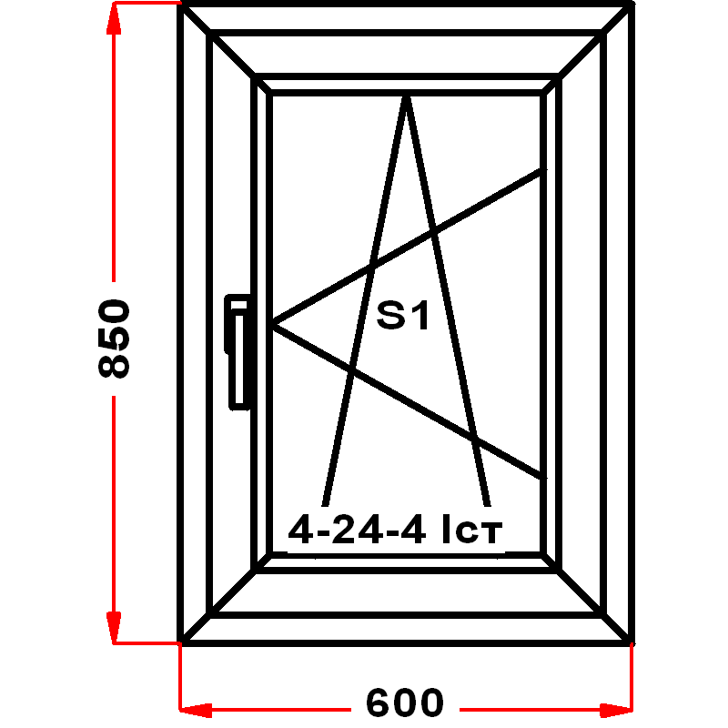 VEKA SoftLine 850 на 600 — чертёж