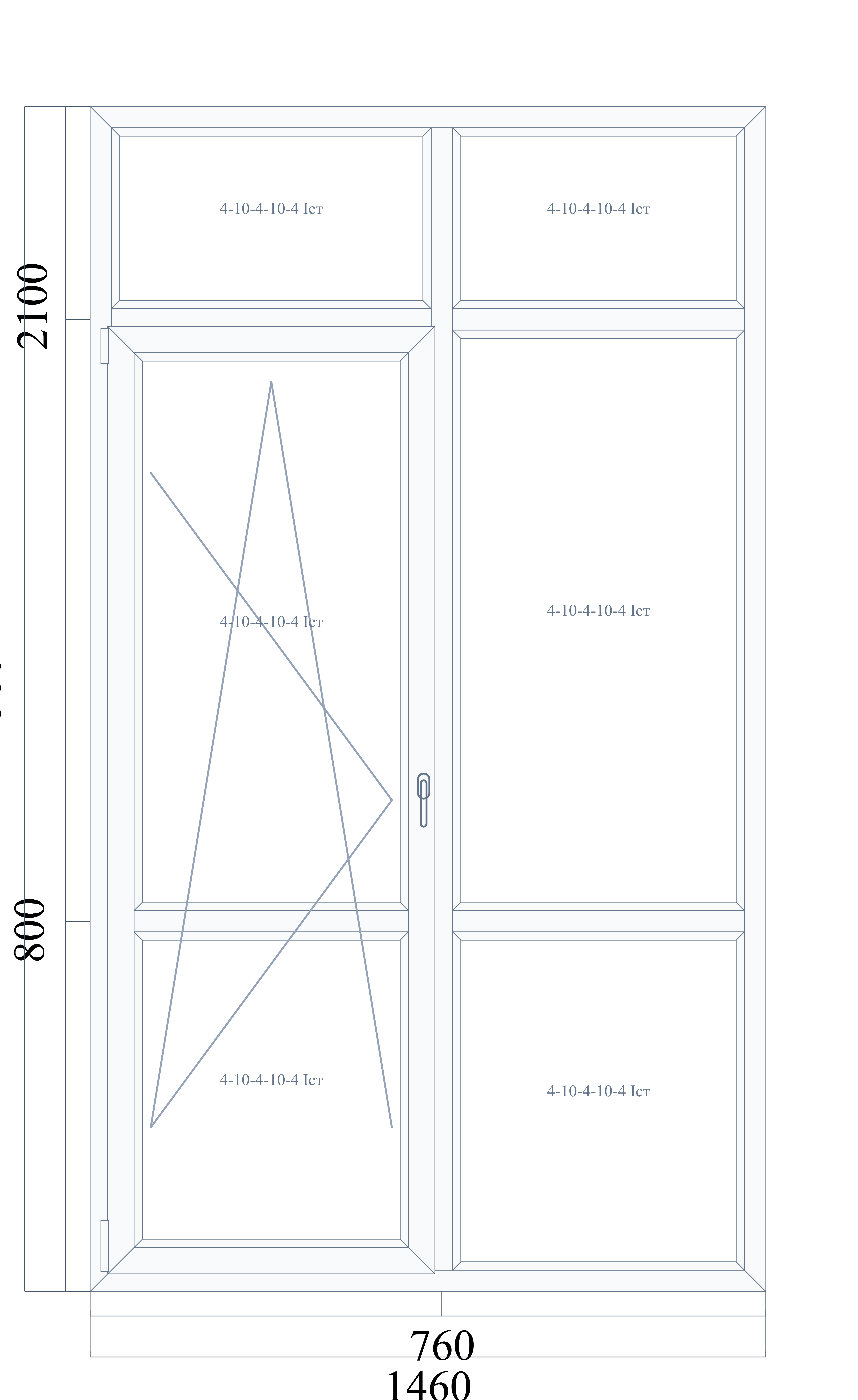 VEKA EuroLine 2560 на 1460 — чертёж