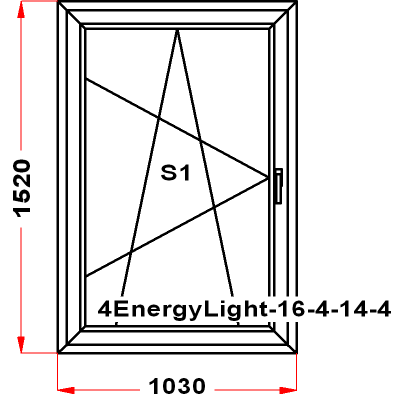 VEKA SoftLine 1520 на 1030 — чертёж