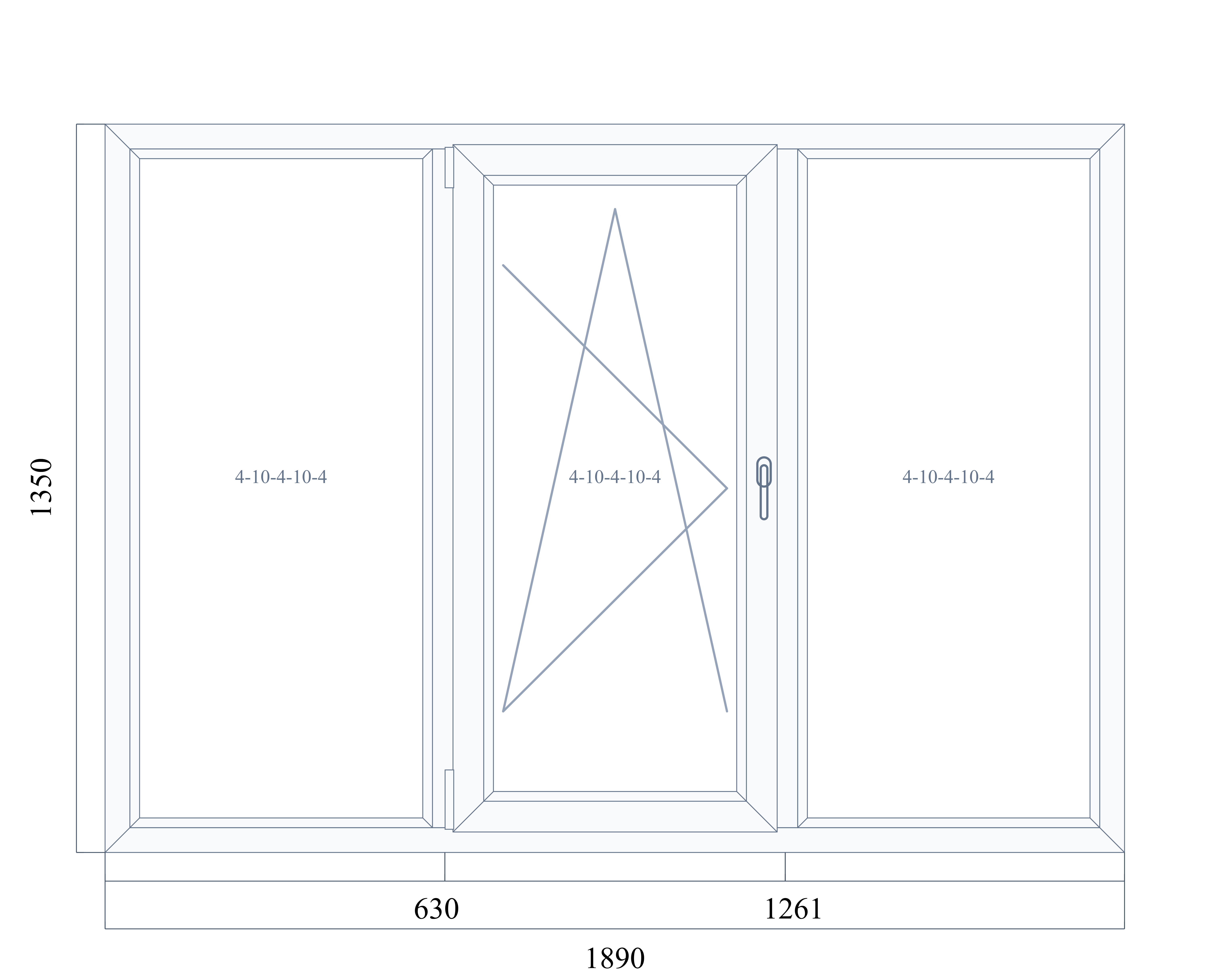 VEKA EuroLine 1350 на 1890 — чертёж