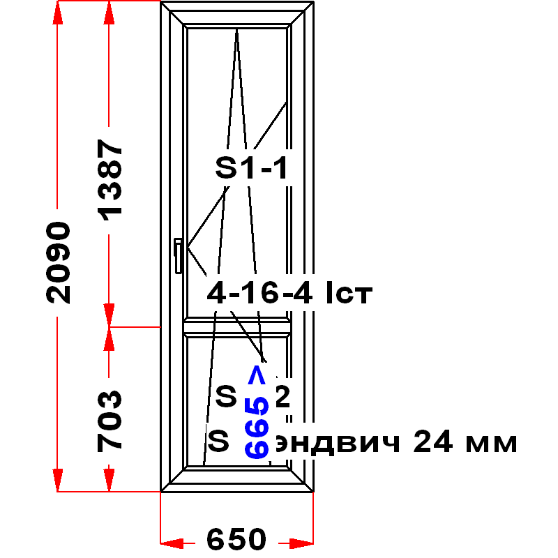 VEKA EuroLine 2090 на 650 — чертёж
