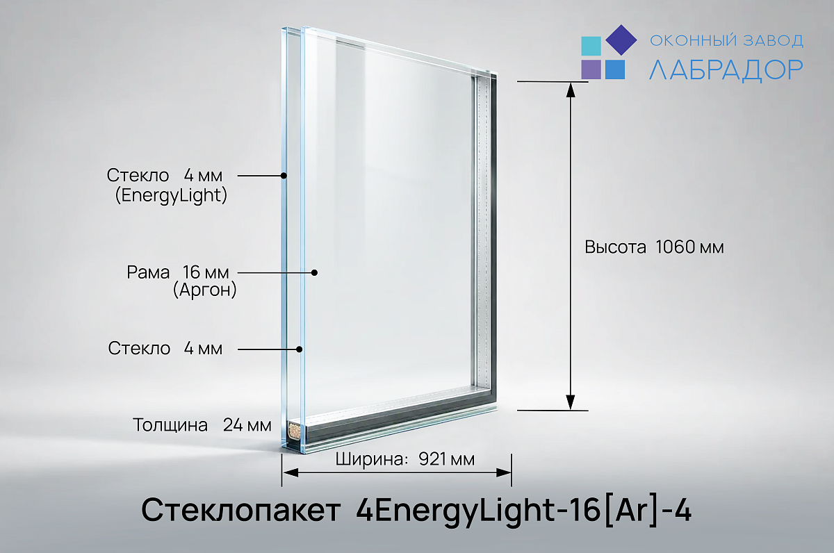 Стеклопакет 4EnergyLight-16[Ar]-4 — рендер