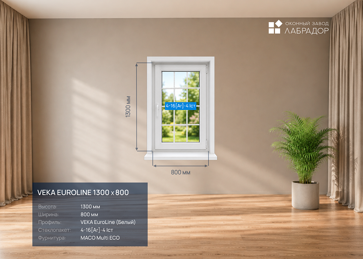 VEKA EuroLine 1300 на 800 — рендер