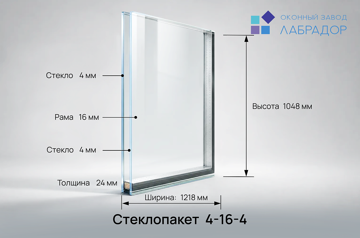 Стеклопакет 4-16-4 — рендер